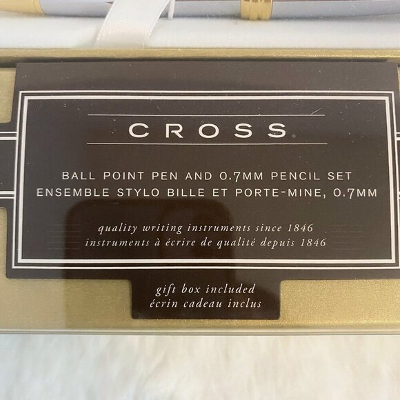 Cross Bailey Vintage Chrome with Gold Tone Pen & Pencil Set Including Gift Box - Picture 6 of 6